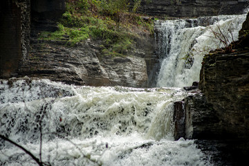 Isolated waterfall in Wells Fall state park New York