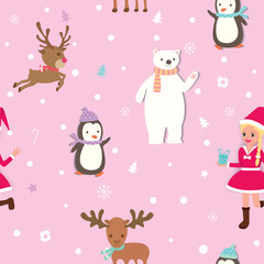 Christmas seamless pattern pink