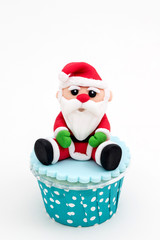 Christmas homemade cupcakes isolated on white background