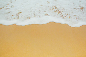 White beach Mai Khao Beach sea water in the morning. tropical at phuket Thailand.