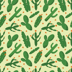 Cacti Cactus Plant Seamless Pattern Background Wrap Design