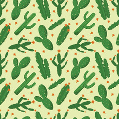 Cacti Cactus Plant Seamless Pattern Background Wrap Design