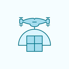 drone with parcel  field outline icon