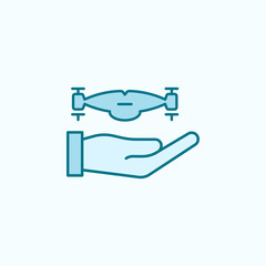 hand with a drone  field outline icon