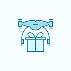 drone with a gift  field outline icon
