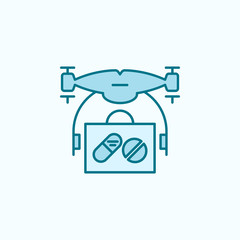 drone with medicines  field outline icon