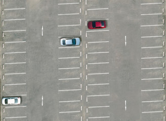 view from drone above empty parking  lots, aerial view