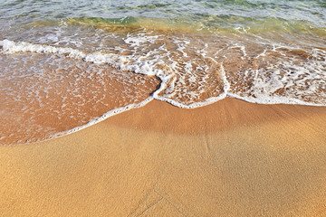Sea ocean waves. sand beach. Summer Vacation Travel and Holiday concept. Background