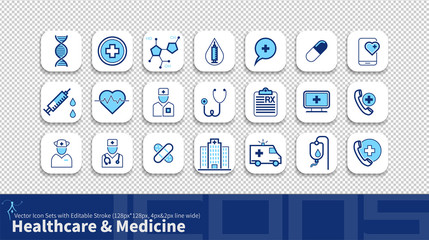 Modern simplicity line icon set with editable stroke. Healthcare & Medicine pack.
