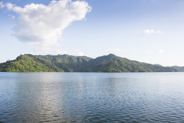 lagoon mountain and blue sky