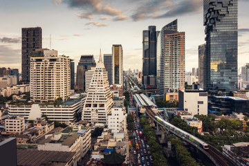 Fototapeta na wymiar Bangkok downtown and business financial district of Thailand