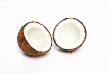Obraz na płótnie Canvas Close-up of Broken coconut isolated on white background