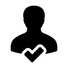 Accept Person icon vector male user profile avatar symbol in flat color glyph pictogram illustration