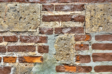 Brick wall from the construction of an ancient building