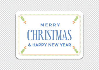 Label of Merry Christmas and Happy new Year, vector isolated vintage illustration