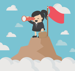 top of the world, business woman. Stock illustration