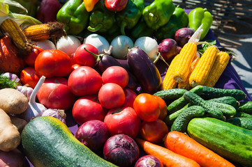 Fresh vegetables and fruits background
