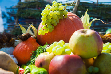 Fresh vegetables and fruits background