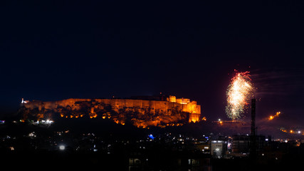 Fototapeta premium Night Panoramic view of Mehrangarh Fort, Shot At Jodhpur