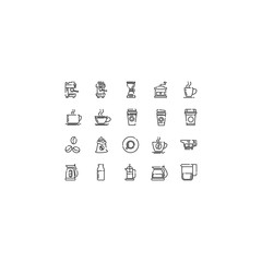 Simple Set of Coffee Machine Hot Drinks Vector Line Icons. Editable Stroke. 48x48 Pixel.