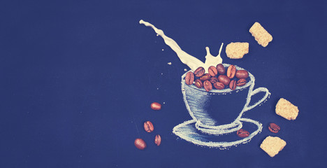 Kaffee mit Milch und Zucker