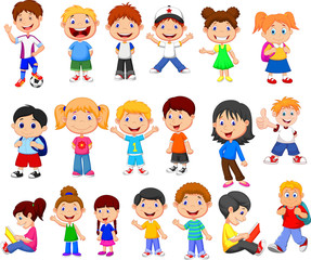 Cartoon happy children collection set
