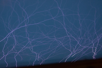St. Elmo's fire on a Cockpit window - pilots view inflight 