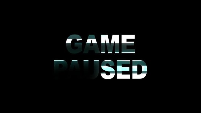 neon glitch GAME PAUSED text animation background logo seamless loop New quality universal technology motion dynamic animated background colorful joyful video