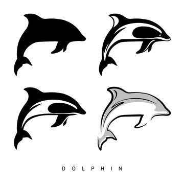 Black Dolphins jumping. Vector illustration