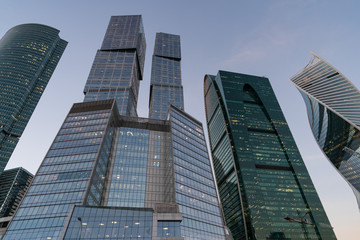 Obraz premium Moscow City buildings made of glass and metal. Moscow City the modern business district of Moscow