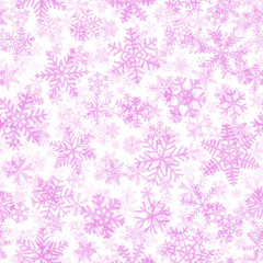 Naklejka na ściany i meble Christmas seamless pattern of snowflakes, purple on white background