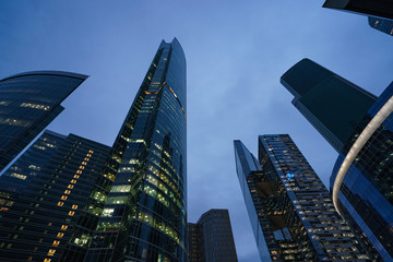 Moscow City buildings made of glass and metal. Moscow City the modern business district of Moscow