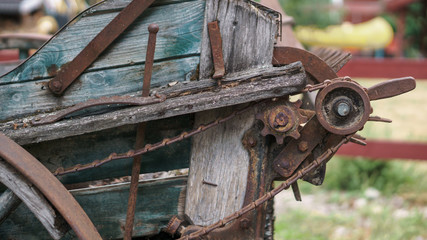 Old wooden farm machine