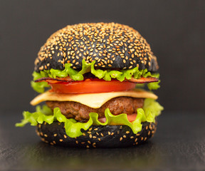 Black Burger on a black background