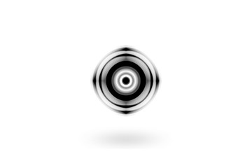 Black and white eye effect with sound waves oscillating, abstract background