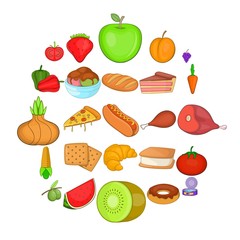 Hot dog icons set. Cartoon set of 25 hot dog vector icons for web isolated on white background