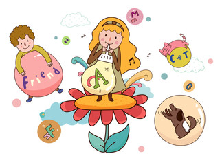 Girl blowing soap bubbles