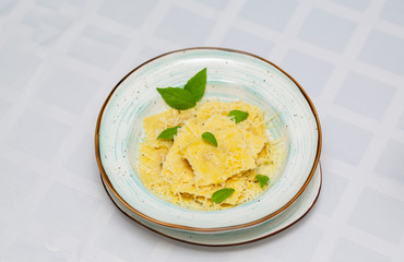 Ravioli with Parmesan on Plate