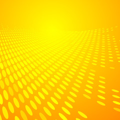 Abstract dots pattern halftone yellow and orange color perspective background texture.