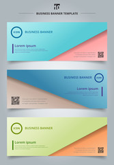 Set of banner web abstract presentation template paper sheet overlap blue and pink pastel color background.