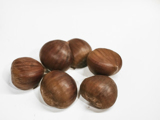 A group of isolated chestnuts