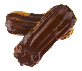 chocolate covered custard isolated on white background