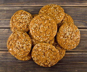 oatmeal cookies on a wooden table