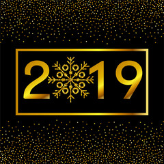 New Year. 2019. Christmas. Christmas decorations. Background. Bright colorful design. Shine Bokeh. For your card design.