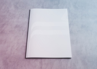 White magazine cover mockup on concrete 3d rendering
