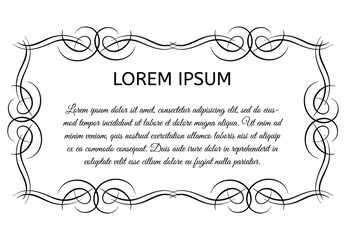 Decorative vintage horizontal frame with the place for your text in center. Vintage ornament greeting card template. Vector illustration.
