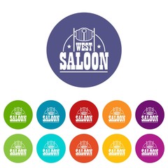 Obraz premium West saloon icons color set vector for any web design on white background
