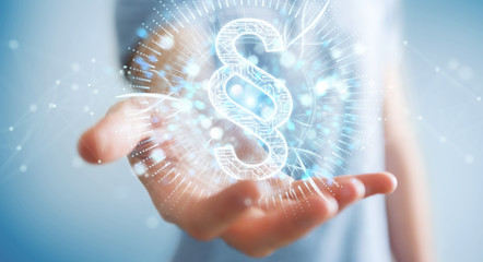 Businessman using law paragraph digital hologram 3D rendering
