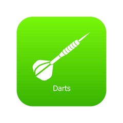 Darts icon green vector isolated on white background