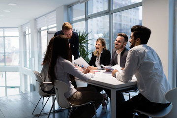 Group of architects working together on project